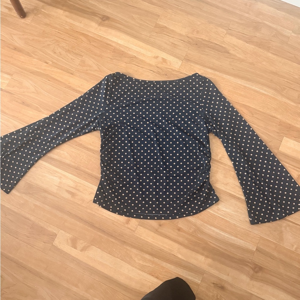 Polka Dot Bell Sleeve Top
